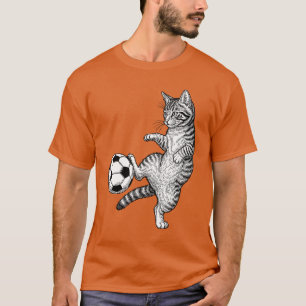 Funny Kitty Cat Playing Soccer Cute Soccer Mum Cat T-Shirt