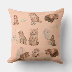 FUNNY KITTY CAT STORIES IN PINK CUSHION
