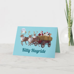 Funny Kitty Hayride Christmas Holiday Card