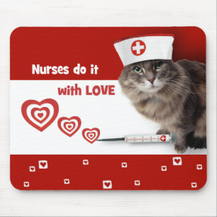 Funny Kitty Nurse Gift Mousepads for Nurses