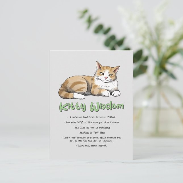 Funny Kitty Wisdom Postcard (Standing Front)