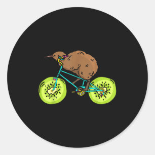 Funny Kiwi Biker Cycling Gift New Zealand  Classic Round Sticker