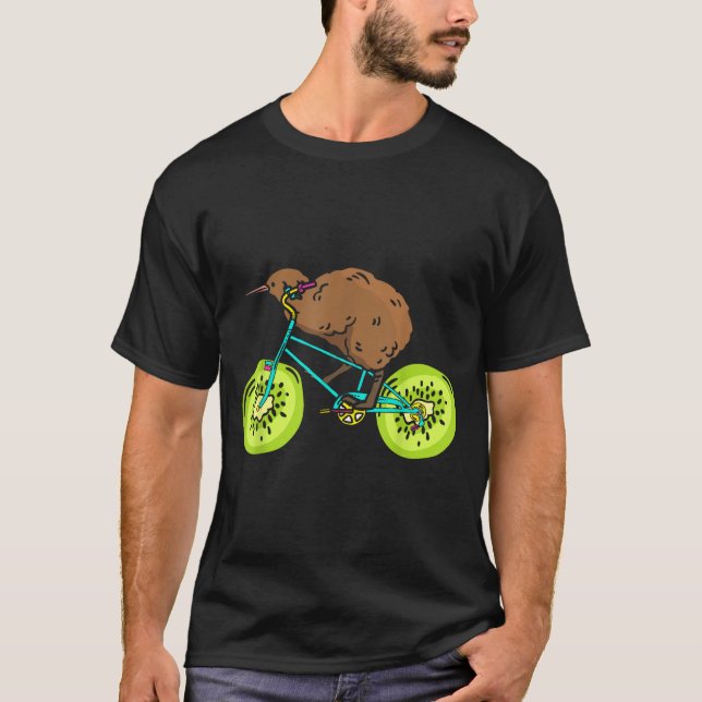 Funny Kiwi Biker Cycling Gift New Zealand  T-Shirt (Front)