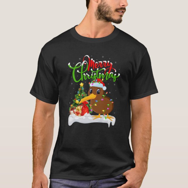 Funny Kiwi Bird Lover Xmas Lighting Kiwi Bird Chri T-Shirt (Front)