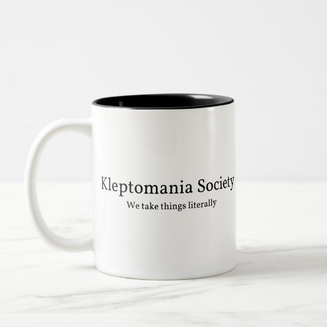 Funny Kleptomania Two-Tone Coffee Mug (Left)