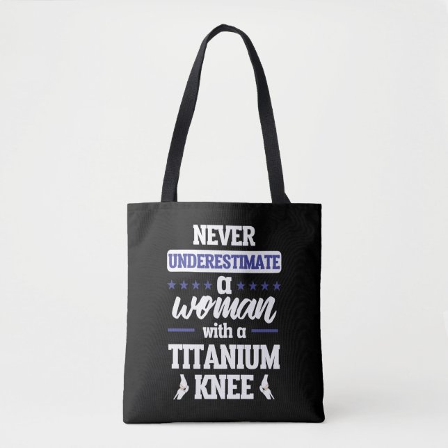 Funny Knee Replacement Woman Surgery Recovery Gift Tote Bag (Front)