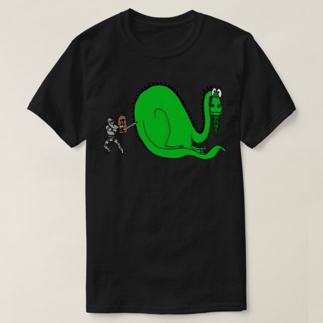 Funny Knight and Dragon T-Shirt (Design Front)