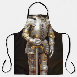 Funny knight in shining armour apron