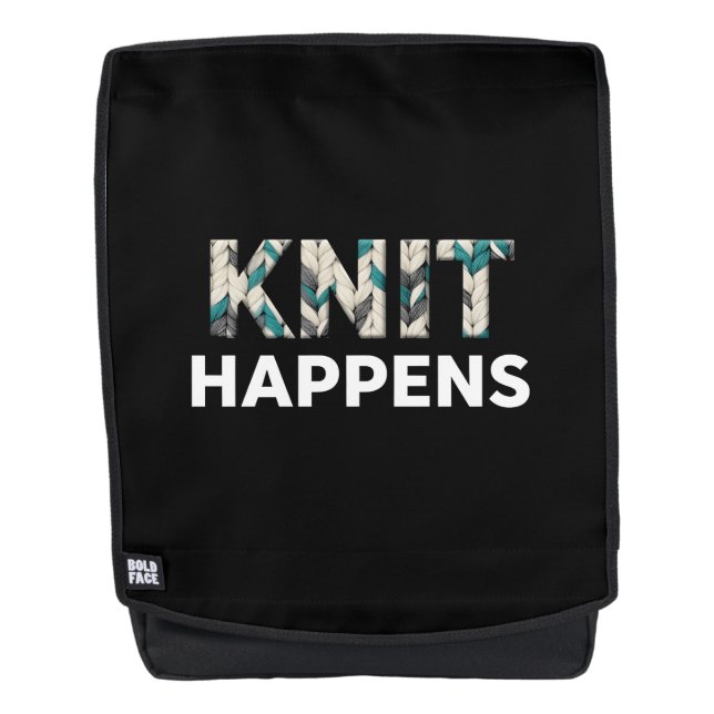 Funny Knit Happens Pun - Cute Knitting Lover Backp Backpack (Front)