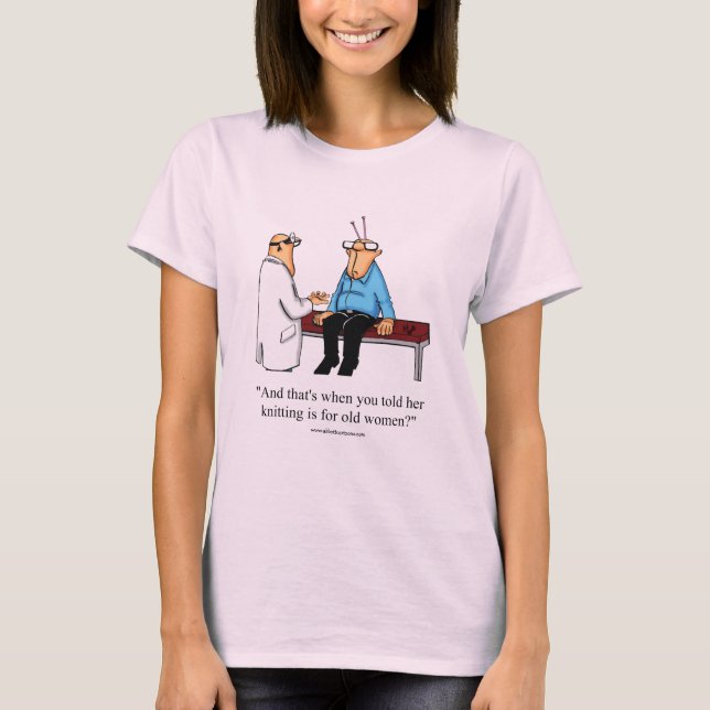 Funny Knitters Humour Tee Shirt (Front)