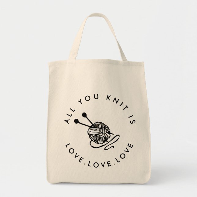 Funny Knitting All you knit is love Tote Bag (Front)