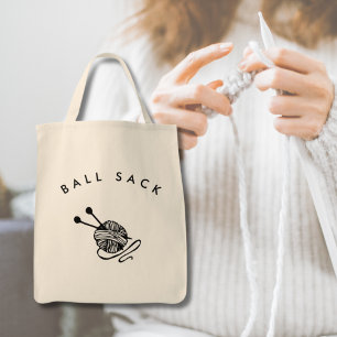 Funny Knitting Ball Sack Tote Bag