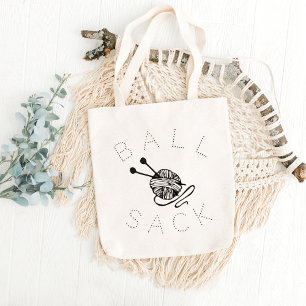 Funny Knitting Ball Sack Tote Bag