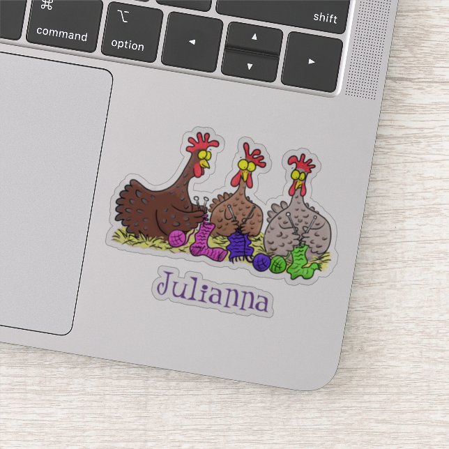 Funny knitting chickens cartoon (Detail)