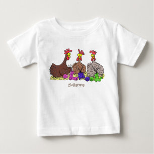 Funny knitting chickens cartoon illustration baby T-Shirt