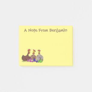 Funny knitting chickens cartoon illustration post-it notes