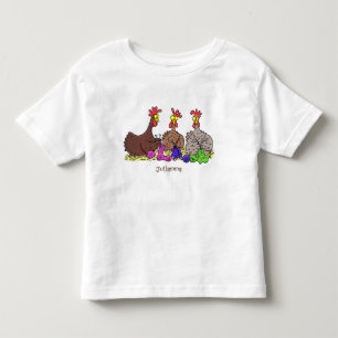 Funny knitting chickens cartoon illustration toddler T-Shirt