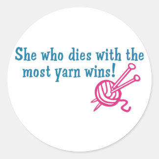Funny Knitting Classic Round Sticker