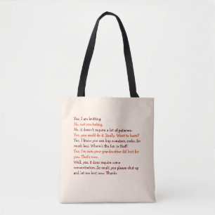 Funny Knitting Conversation Mothers Day Mum Yarn Tote Bag
