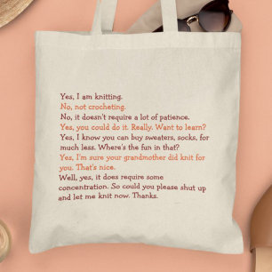Funny Knitting Conversation Mum Mothers Day Yarn Tote Bag