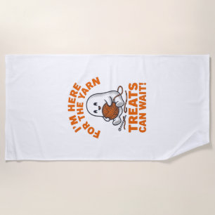 Funny Knitting Ghost Vintage Engraving Design_1 Beach Towel