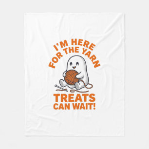Funny Knitting Ghost Vintage Engraving Design_1 Fleece Blanket