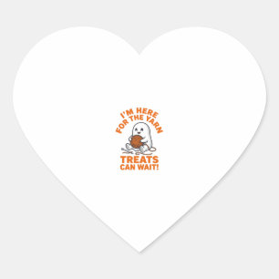 Funny Knitting Ghost Vintage Engraving Design_1 Heart Sticker
