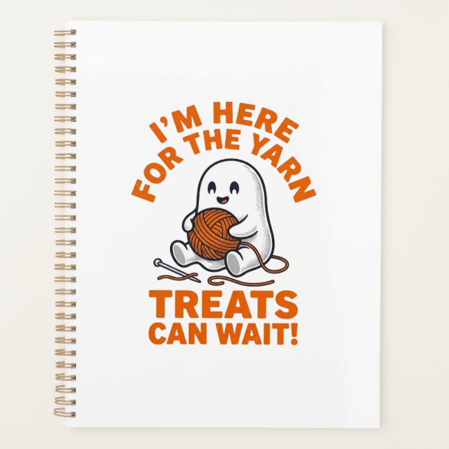 Funny Knitting Ghost Vintage Engraving Design_1 Planner (Front)