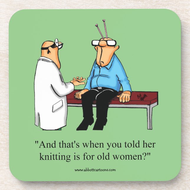 Funny Knitting Humour Coaster Set Gift (Front)