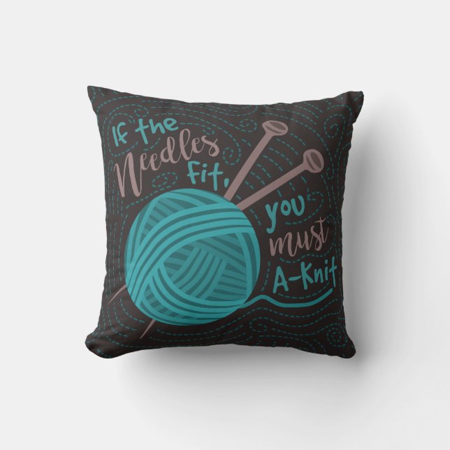 Funny Knitting Humour Knitters Needles Yarn Cushion (Front)