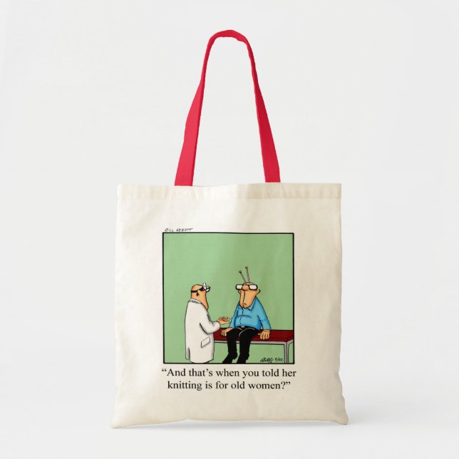 Funny Knitting Humour Tote Bag  (Front)