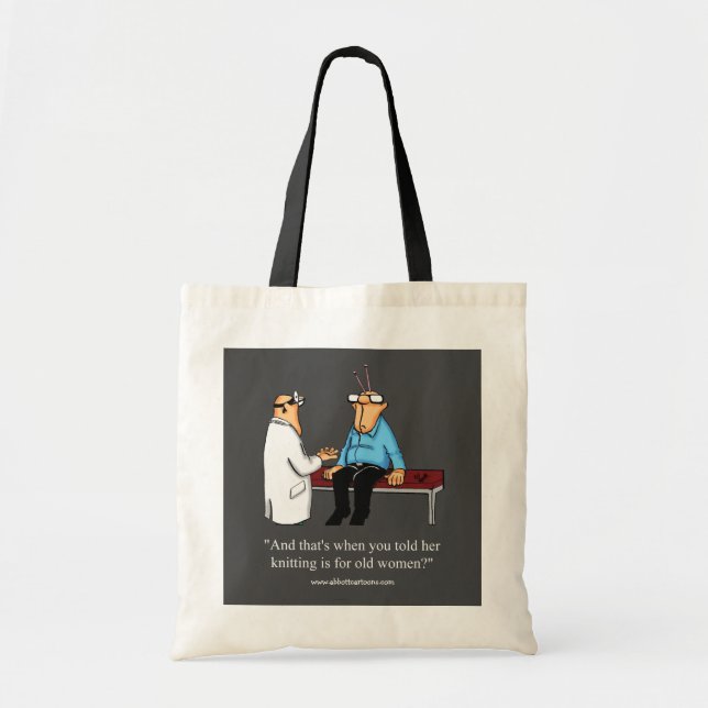 Funny Knitting Humour Tote Bag (Front)