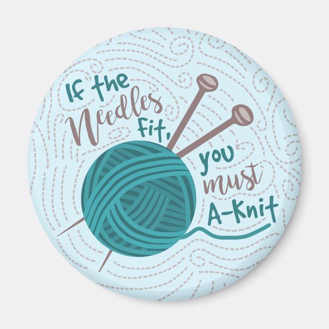 Funny Knitting Knitter Humour Needles Yarn Magnet (Front)
