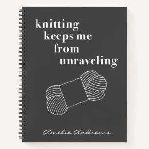 Funny Knitting Quote Personalised Black and White Notebook