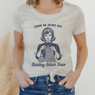 Funny Knitting Resting Stitch Face Retro Tri-Blend Shirt