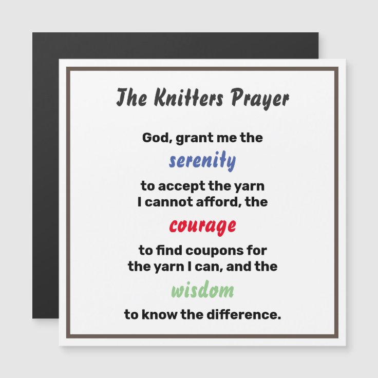 Funny Knitting Serenity Prayer Joke | Zazzle Funny Knitting Serenity Prayer Joke | Zazzle