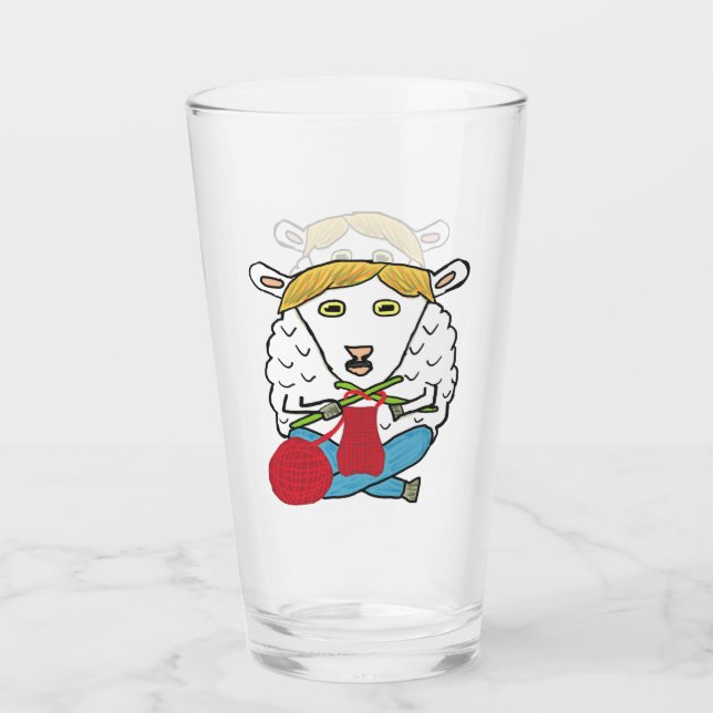 Funny Knitting Sheep Glass (Front)