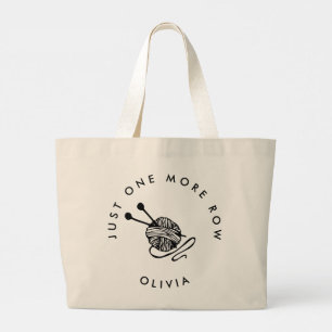 Funny KnittingJust One More Row Personalised Large Tote Bag