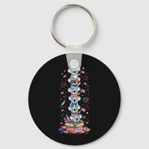 Funny Koala Aamerican Usa Flag Memorial Day 4th Of Key Ring