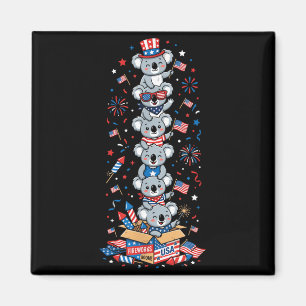 Funny Koala Aamerican Usa Flag Memorial Day 4th Of Magnet
