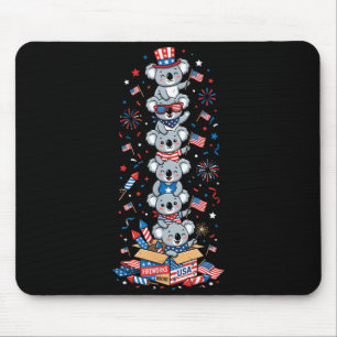 Funny Koala Aamerican Usa Flag Memorial Day 4th Of Mouse Mat