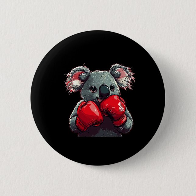 Funny Koala Bear In The Ring With Boxing Gloves Co 6 Cm Round Badge (Front)