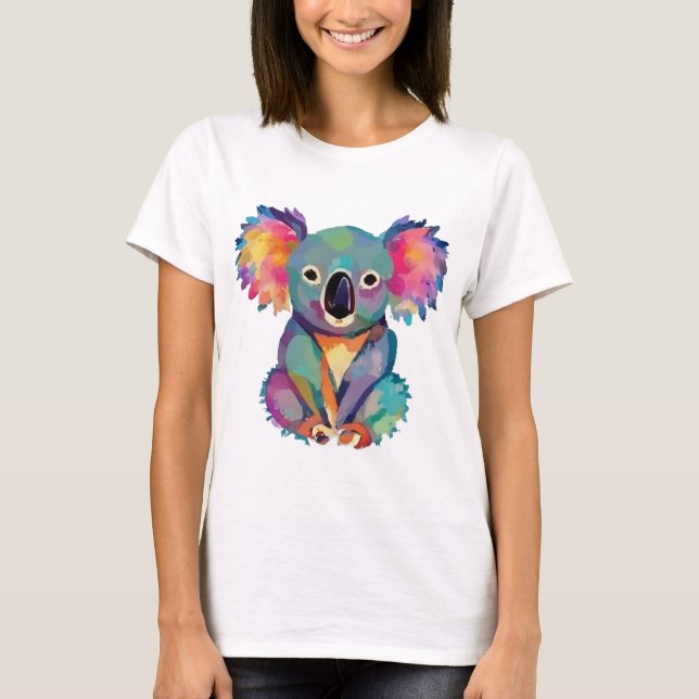 Funny Koala Bear in Water Colour Style T-Shirt (Front)