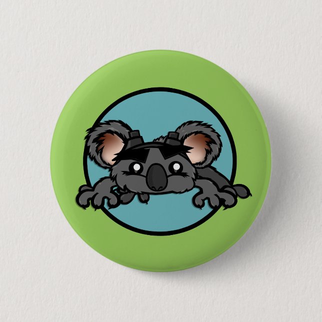 FUNNY KOALA BEAR ROUND PIN BACK BUTTON (Front)