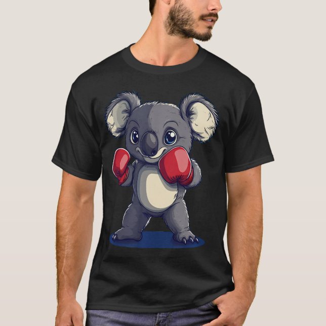 Funny Koala Bear With Boxing T-Shirt (Front)