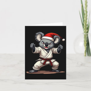 Funny Koala Karate Christmas Martial Arts Santa Ha Card