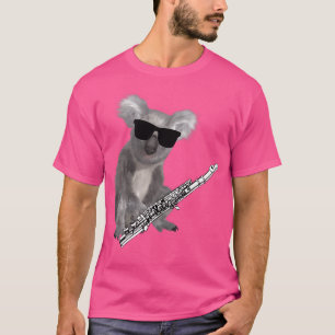 Funny Koala Wearing Sunglasses Playing Flute T-Shirt