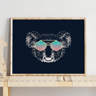 Funny Koala   With Sunglasses Wall Print