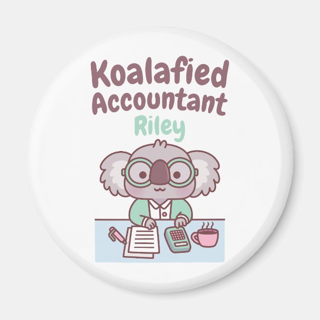 Funny Koalafied Accountant Cute Koala Bear Pun Tot Magnet (Front)