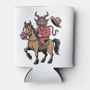 Funny Krampus Christmas Evil Santa Cowboy Western Can Cooler